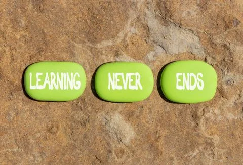 Learning never ends words symbol. Concept words Learning never ends on beau.. Stock Photos