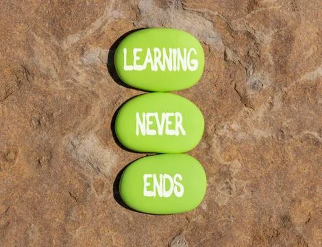 Learning never ends words symbol. Concept words Learning never ends on beau.. Stock Photos