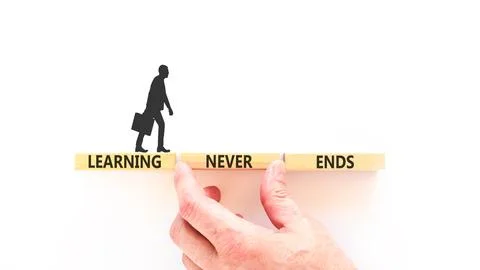 Learning never ends words symbol. Concept words Learning never ends on beau.. Stock Photos