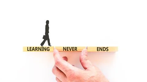 Learning never ends words symbol. Concept words Learning never ends on beau.. Stock Photos