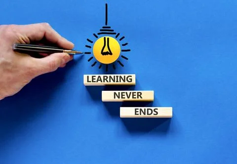 Learning never ends words symbol. Concept words Learning never ends on beau.. Stock Photos