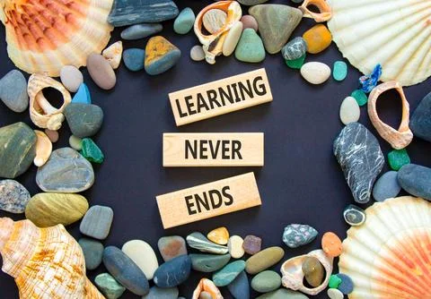 Learning never ends words symbol. Concept words Learning never ends on beau.. Stock Photos