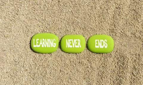 Learning never ends words symbol. Concept words Learning never ends on beau.. Stockfoto's