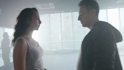 Learning new kizomba dance elements at a dance studio Stock Footage 107433104