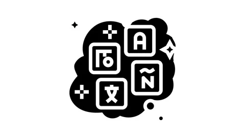 Learning new language dream glyph icon animation Stock Footage 326140982