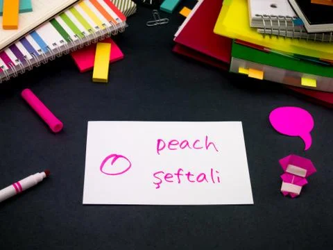 Learning New Language Making Original Flash Cards; Turkish Stock Photos