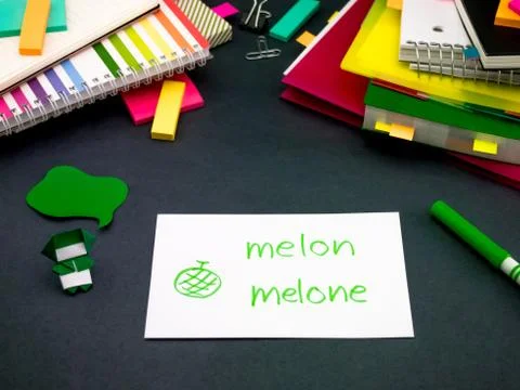 Learning New Language Making Original Flash Cards; German Stock Photos