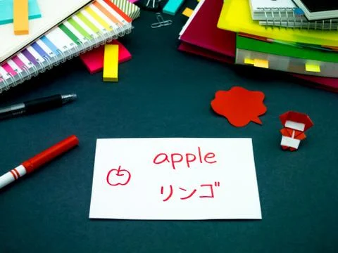 Learning New Language Making Original Flash Cards; Japanese Stock Photos