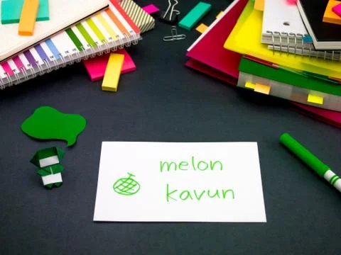 Learning New Language Making Original Flash Cards; Turkish Stock Photos