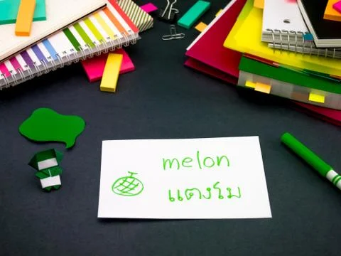 Learning New Language Making Original Flash Cards; Thai Stock Photos