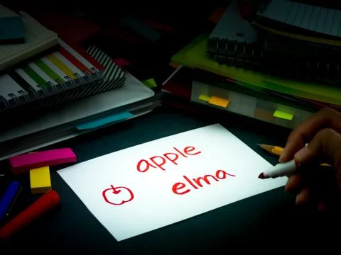 Learning New Language Making Original Flash Cards; Turkish Stock Photos