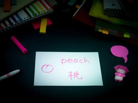 Learning New Language Making Original Flash Cards; Mandarin Stock Photos