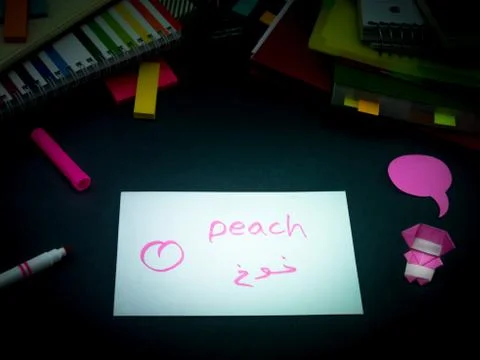 Learning New Language Making Original Flash Cards; Arabic Stock Photos