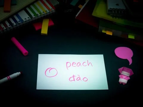 Learning New Language Making Original Flash Cards; Vietnamese Stock Photos