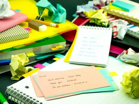 Learning New Language Writing Words Many Times on the Notebook; Polish Stock Photos
