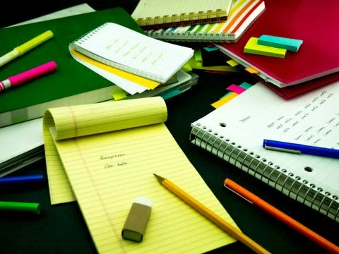 Learning New Language Writing Words Many Times on the Notebook; Italian Stock Photos