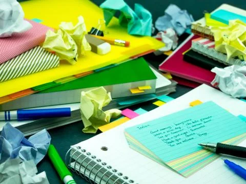 Learning New Language Writing Words Many Times on the Notebook; Italian Stock Photos