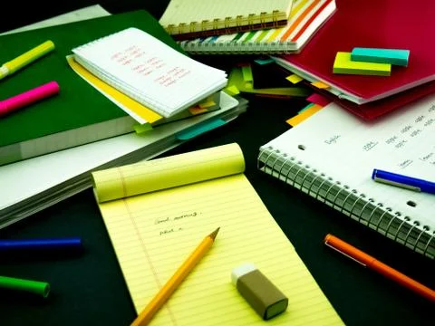 Learning New Language Writing Words Many Times on the Notebook; English Stock Photos