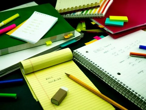 Learning New Language Writing Words Many Times on the Notebook; Japanese Stock Photos