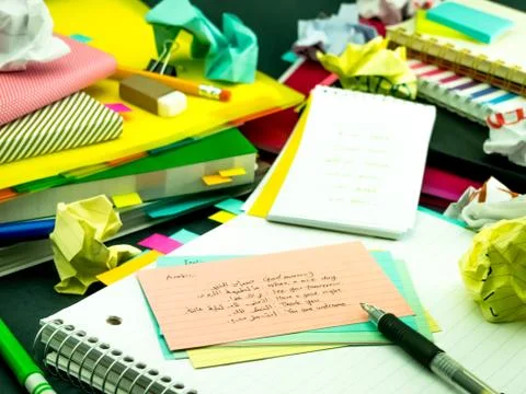 Learning New Language Writing Words Many Times on the Notebook; Arabic Stock Photos