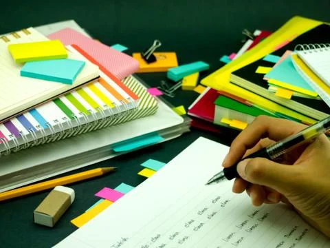 Learning New Language Writing Words Many Times on the Notebook; Turkish Stock Photos