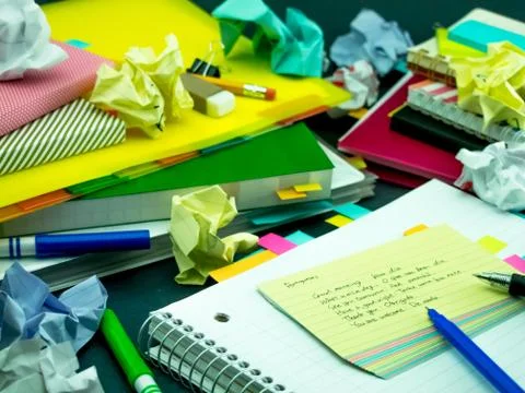 Learning New Language Writing Words Many Times on the Notebook; Portuguese Stock Photos