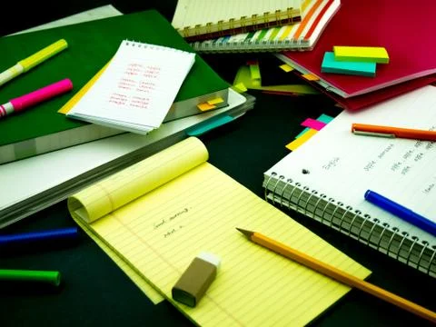 Learning New Language Writing Words Many Times on the Notebook; English Stock Photos