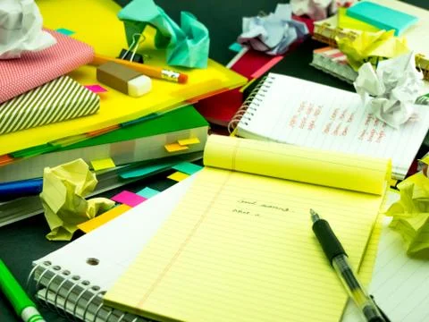 Learning New Language Writing Words Many Times on the Notebook; English Stock Photos