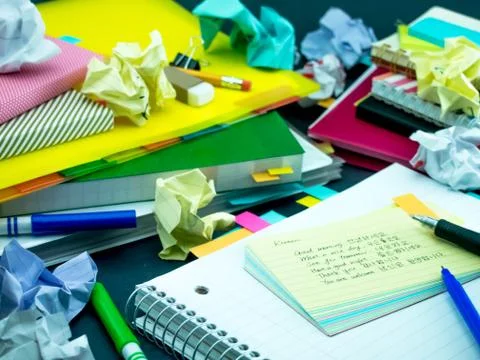 Learning New Language Writing Words Many Times on the Notebook; Korean Stock Photos