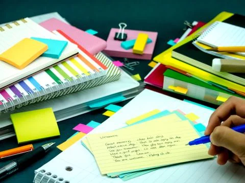 Learning New Language Writing Words Many Times on the Notebook; Vietnamese Stock Photos