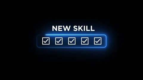 Learning New Skill Progress Concept with tick mark animation Stock Footage 321299103