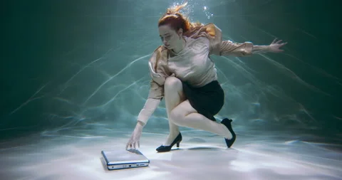 Learning new technologies concept. Beautiful young business woman picks laptop Stock Footage 153785328