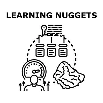 Learning nuggets concept with person gaining knowledge and developing skills Stock Illustration
