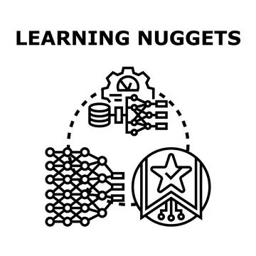 Learning nuggets vector concept involving data analysis Stock Illustration
