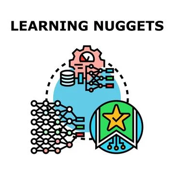 Learning nuggets vector concept involving data analysis Stock Illustration