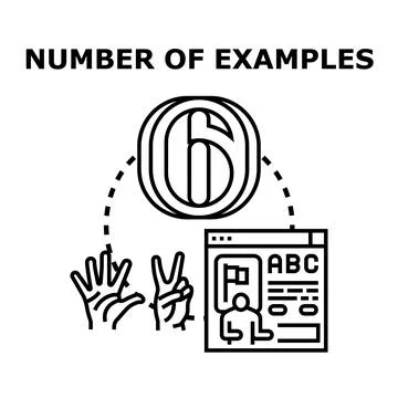 Learning number six counting examples concept Stock Illustration