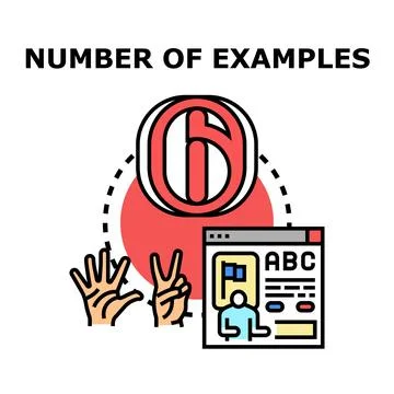 Learning number six counting examples concept Stock Illustration