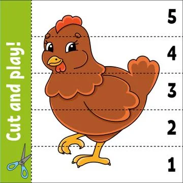 Learning numbers 1-5. Cut and play. Education worksheet. Game for kids. Color Stock Illustration