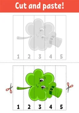 Learning numbers 1-5. Cut and glue. Cartoon character. Education developing w Stock Illustration