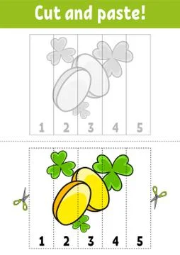 Learning numbers 1-5. Cut and glue. Cartoon character. Education developing w Stockillustratie
