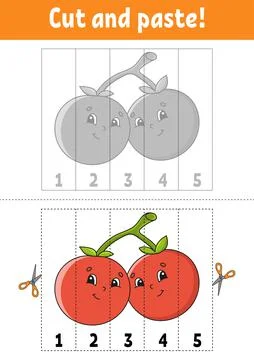 Learning numbers 1-5. Cut and glue. Cartoon character. Education developing w Stock Illustration