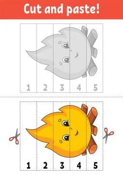 Learning numbers 1-5. Cut and glue. Cartoon character. Education developing w Stock Illustration