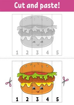 Learning numbers 1-5. Cut and glue. Cartoon character. Education developing w Stock Illustration