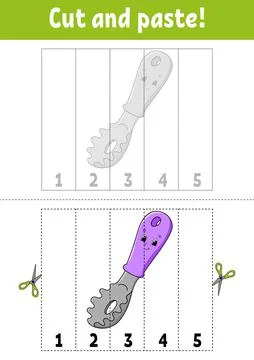 Learning numbers 1-5. Cut and glue. Cartoon character. Education developing w Stock Illustration