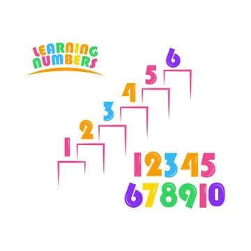 Learning Numbers Set for Kids Vector Template Design Illustration Stock Illustration