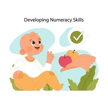 Learning numeracy. Flat vector illustration Illustrazione stock