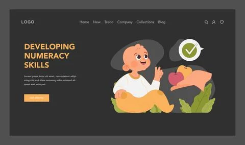 Learning numeracy. Flat vector illustration Illustrazione stock