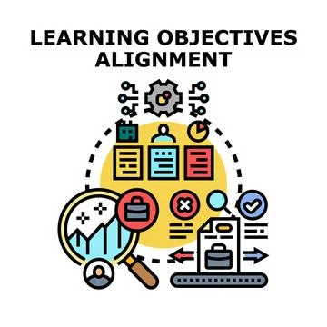 Learning objectives alignment strategy, evaluation and output process Stock Illustration