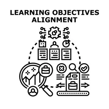 Learning objectives alignment strategy, evaluation and output process Stock Illustration