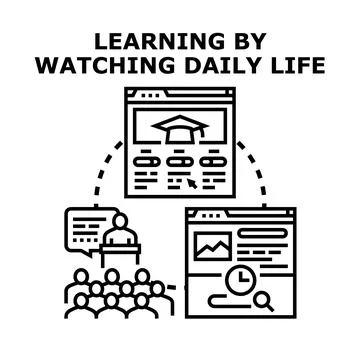 Learning by observing daily life process 스톡 일러스트